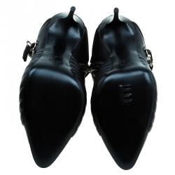 مملوكة مسبقًا Giuseppe Zanotti Black Quilted Leather Double Zip Accent Booties Size 38