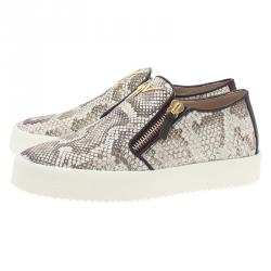 Pre Owned Giuseppe Zanotti Python Embossed Devon Slip On Sneakers Size 40