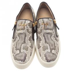Pre Owned Giuseppe Zanotti Python Embossed Devon Slip On Sneakers Size 40