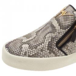 Pre Owned Giuseppe Zanotti Python Embossed Devon Slip On Sneakers Size 40