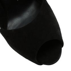 Pre Owned Giuseppe Zanotti Black Suede Studded Peep Toe Pumps Size 40