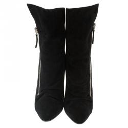 Pre Owned Giuseppe Zanotti Black Suede Wedge Ankle Boots Size 37