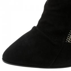 Pre Owned Giuseppe Zanotti Black Suede Wedge Ankle Boots Size 37