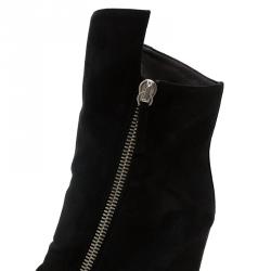Pre Owned Giuseppe Zanotti Black Suede Wedge Ankle Boots Size 37