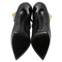 Pre Owned Giuseppe Zanotti Black Leather Pyramid Stud Platform Ankle Boots Size 37.5