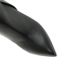 Pre Owned Giuseppe Zanotti Black Leather Pyramid Stud Platform Ankle Boots Size 37.5