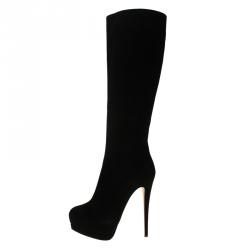 Pre Owned Giuseppe Zanotti Black Suede Platform Knee Boots Size 38