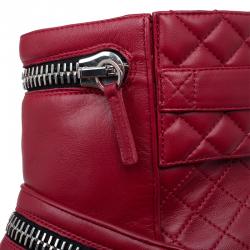 مملوكة مسبقًا Giuseppe Zanotti Red Quilted Leather Ankle Boots Size 40