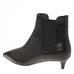 Pre Owned بوت للكاحل جوسيبي زانوتي جلد أسود نقشة الثعبان مقاس 37.5