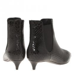 Pre Owned بوت للكاحل جوسيبي زانوتي جلد أسود نقشة الثعبان مقاس 37.5