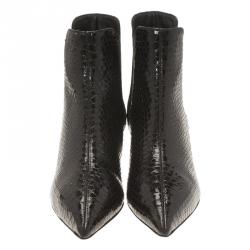 Pre Owned بوت للكاحل جوسيبي زانوتي جلد أسود نقشة الثعبان مقاس 37.5