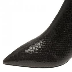 Pre Owned بوت للكاحل جوسيبي زانوتي جلد أسود نقشة الثعبان مقاس 37.5