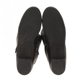 Pre Owned بوت فوق الركبة جوسيبي زانوتي فلات بادج الشعار جلد أسود مقاس 41