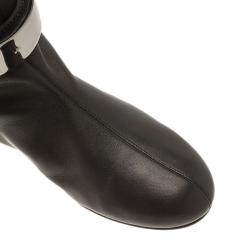 Pre Owned بوت فوق الركبة جوسيبي زانوتي فلات بادج الشعار جلد أسود مقاس 41