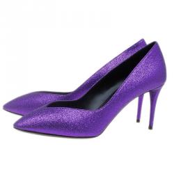 Pre Owned حذاء كعب عالي  جوسيبي زانوتي أوليندا غليتر بنفسجي وجه V مقاس 38.5