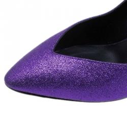 Pre Owned حذاء كعب عالي جوسيبي زانوتي أوليندا غليتر بنفسجي وجه V مقاس 38.5