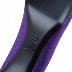 Pre Owned حذاء كعب عالي جوسيبي زانوتي أوليندا غليتر بنفسجي وجه V مقاس 38.5