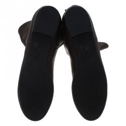 Pre Owned Giuseppe Zanotti Brown Leather Flat Over the Knee Boots Size 41