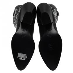 Pre Owned Giuseppe Zanotti Black Snake Embellished Leather Guns 55 Cowboy Boots Size 41