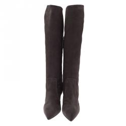 مملوكة مسبقًا حذاء بوت للركبة جوسبي زنوتي مقدمة مدببة سويدي رصاصى مقاس 39