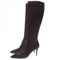 مملوكة مسبقًا حذاء بوت للركبة جوسبي زنوتي مقدمة مدببة سويدي رصاصى مقاس 39