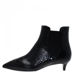 مملوكة مسبقًا Giuseppe Zanotti Black Python Embossed Leather Ankle Boots Size 40