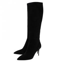 Pre Owned بوت للركبة جوسيبي زانوتي سويدي أسود مقاس 37