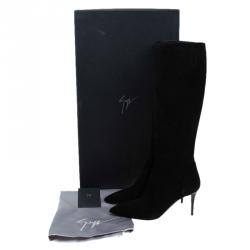 Pre Owned بوت للركبة جوسيبي زانوتي سويدي أسود مقاس 37