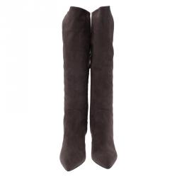 مملوكة مسبقًا Giuseppe Zanotti Grey Suede Pointed Toe Knee Boots Size 41