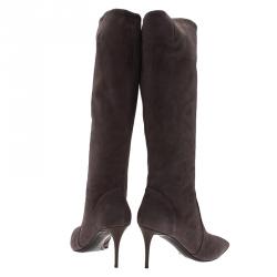 مملوكة مسبقًا Giuseppe Zanotti Grey Suede Pointed Toe Knee Boots Size 41