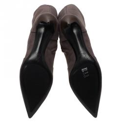 مملوكة مسبقًا Giuseppe Zanotti Grey Suede Pointed Toe Knee Boots Size 41