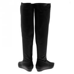 Pre Owned Giuseppe Zanotti Black Leather Pointed Wedge Over the Knee Boots Size 38.5