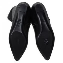 Pre Owned Giuseppe Zanotti Black Leather Pointed Wedge Over the Knee Boots Size 38.5