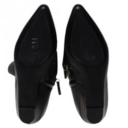 Pre Owned Giuseppe Zanotti Black Leather Pointed Wedge Over the Knee Boots Size 40