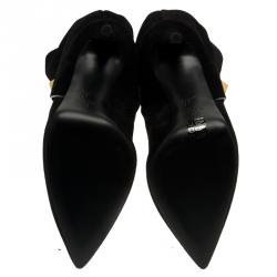 Pre Owned Giuseppe Zanotti Black Suede Pyramid Stud Platform Knee Boots Size 38