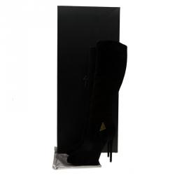 Pre Owned Giuseppe Zanotti Black Suede Pyramid Stud Platform Knee Boots Size 38