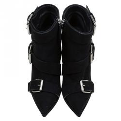 مملوكة مسبقًا حذاء بوت للكاحل جوسيبي زانوتي نعل سميك بأبزيم سويدي أسود مقاس 38