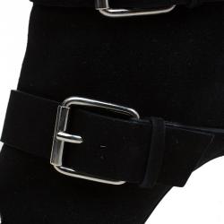 مملوكة مسبقًا حذاء بوت للكاحل جوسيبي زانوتي نعل سميك بأبزيم سويدي أسود مقاس 38