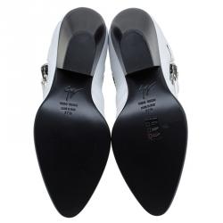 Pre Owned Giuseppe Zanotti White Quilted Leather Ankle Boots Size 37.5