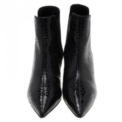 Pre Owned بوت للكاحل جوسيبي زانوتي نقشة جلد الثعبان أسود مقاس 40