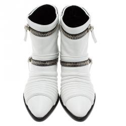 Pre Owned بوت للكاحل جوسيبي زانوتي جلد أبيض مبطن مقاس 40