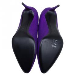 Pre Owned حذاء كعب عالي جوسيبي زانوتي أوليندا رقبة حرف V مزين بالغليتر البنفسجي مقاس 38