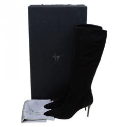 مملوكة مسبقًا حذاء بوت للركبة جوسيبي زانوتي سويدي أسود مقاس 37