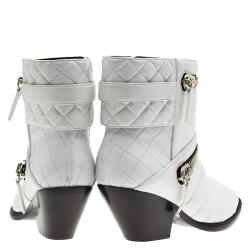 Pre Owned بوت للكاحل جوسيبي زانوتي جلد أبيض مبطن مقاس 37