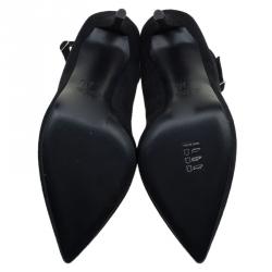 Pre Owned حذاء كعب عالي جوسيبي زانوتي سويدي أسود بحزام للكاحل مقاس 41