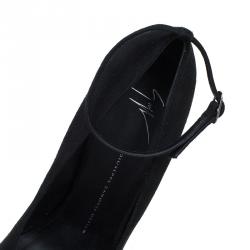 Pre Owned حذاء كعب عالي جوسيبي زانوتي سويدي أسود بحزام للكاحل مقاس 41