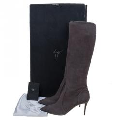 مملوكة مسبقًا Giuseppe Zanotti Beige Suede Pointed Toe Knee Boots Size 38