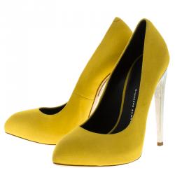 مملوكة مسبقًا Giuseppe Zanotti Bumblebee Yellow Suede Metal Heel Pumps Size 38