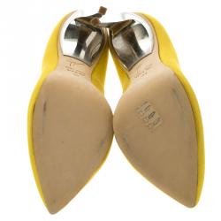 مملوكة مسبقًا Giuseppe Zanotti Bumblebee Yellow Suede Metal Heel Pumps Size 38