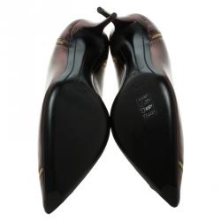 Pre Owned حذاء كعب عالي جوسيبي زانوتي جلد برونزي ميتاليك مزين بسحاب ومقدمة مدببة مقاس 38